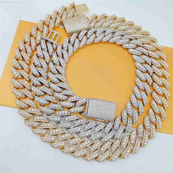 

20mm width s925 moissanite cuban link cuban bracelet moissanite hip hop jewelry iced out cuban link, Silver