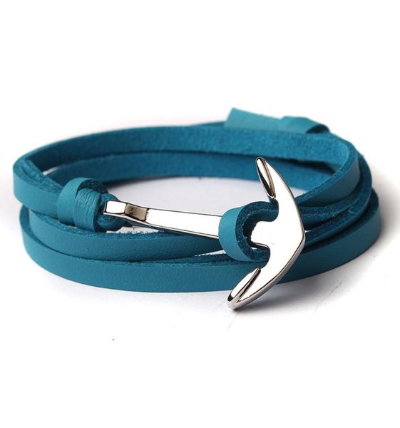 

silver anchor leather bracelets multicolor leather chained link bracelets for men and women fashion leather bracelet1762148, Golden;silver
