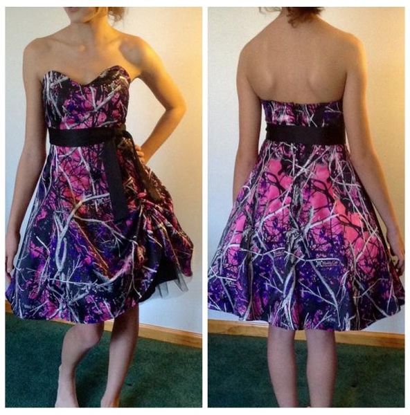 

sweetheart aline 2019 short bridesmaid dresses camo camouflage tulle muddy girl country honor of maid real tree junior robe de so8516101, White;pink