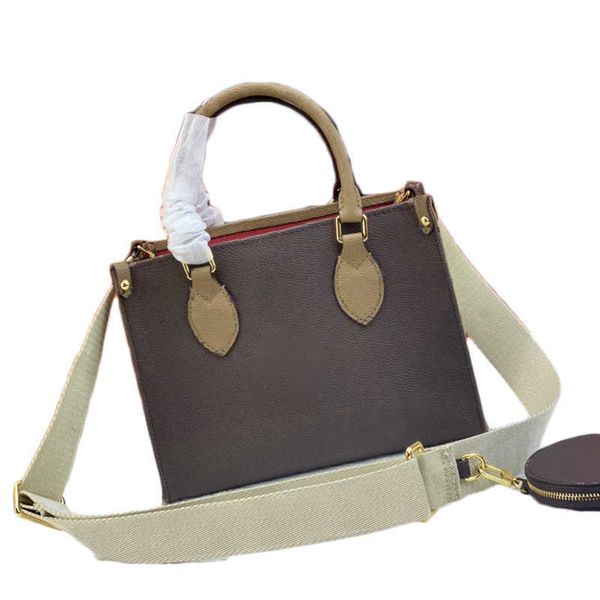

10a onthego pm tote bag designer shopping bag ribbon shoulder strap coin bag ladies handbag fashion shoulder bag leather canvas luxury cross