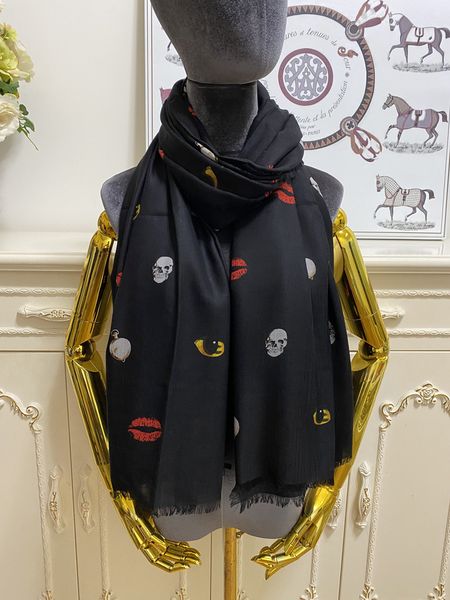 

women's long scarf scarves shawl silk cashmere material thin and soft black print pattern size 180cm -100cm, Blue;gray
