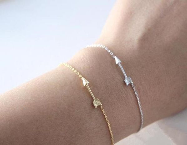 

10 ingenious lovers small arrow charm love letters pendants bracelet alloy through heart short chain lucky woman mother men039s2326184, Golden;silver