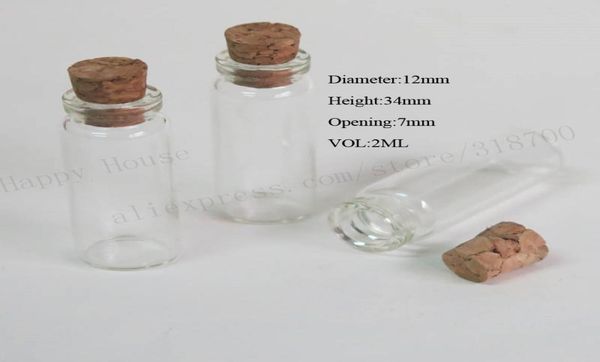 

100 x 2ml small clear glass bottle with wood corkmini sample vialswishing bottlelucky bottle7795387