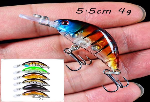

1pc crank plastic hard baits lures 6 color mixed 55cm 4g 10 hook fishing hooks pesca fishing tackle b141271508825