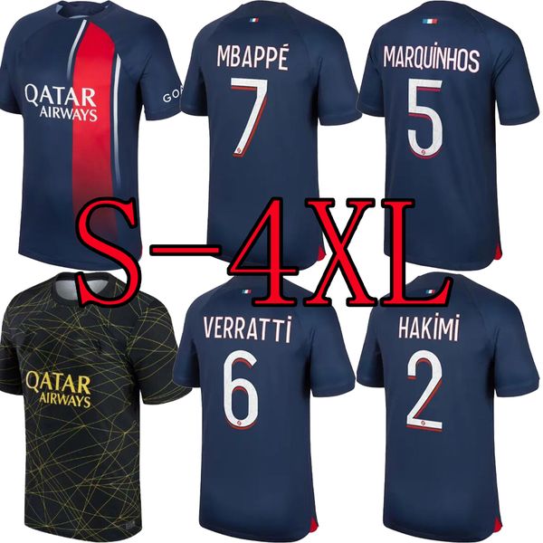 

s-4xl mbappe soccer jerseys hakimi sergio ramos verratti danilo psgs sanches 22 23 24 maillots football shirt men kids kit sets uniform enfa, Black;yellow