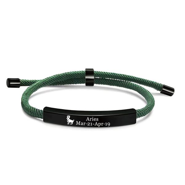 

fashion gift stainless steel horoscope charm bracelets woven cord bracelet for lovers, Golden;silver