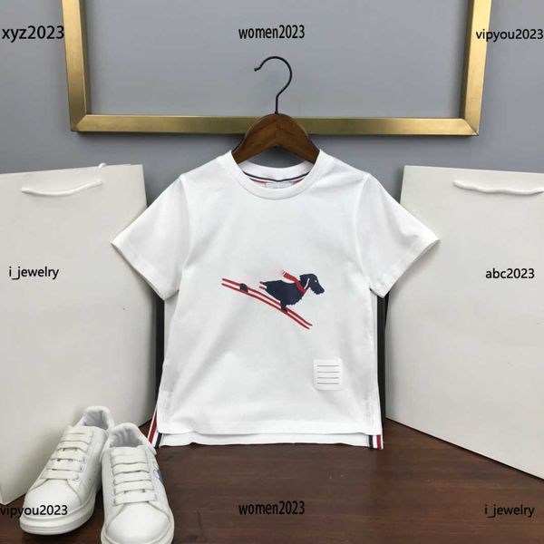 

luxury designer kids tees summer baby t-shirt child clothing animal skiing pattern print multiple product, Blue