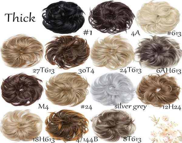 

snoilite messy scrunchie chignon hair bun straight elastic band updo hairpiece synthetic hair chignon hair extension for women7592679, Black;brown