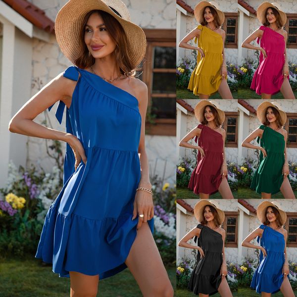

2023 women's french dresses casual summer dresses for women, White;black