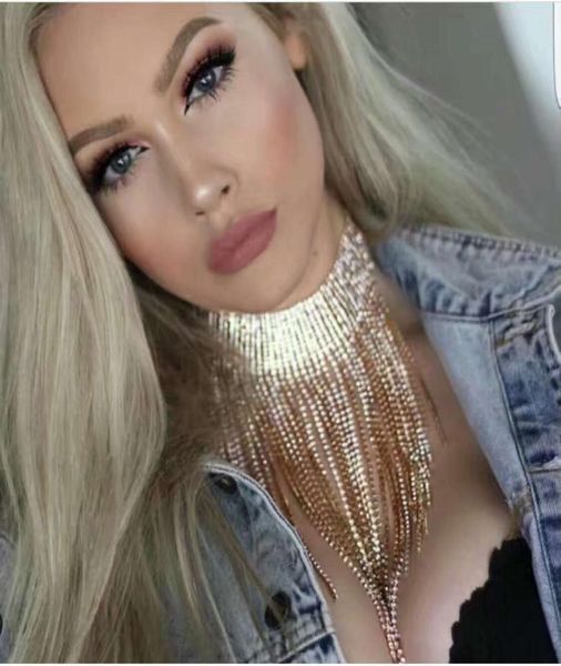 

fashion brand claw crystal choker necklace women rhinestone tassel statement necklace pendant maxi jewelry collier club night bijo7964913, Golden;silver