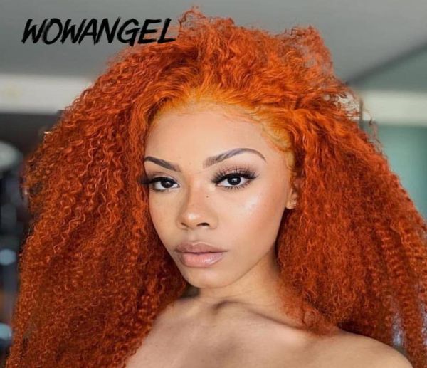 

ginger orange colored 13x6 deep part lace front human hair wigs 150 pre plucked brazilian kinky curly remy lace frontal wigs1145757, Black;brown