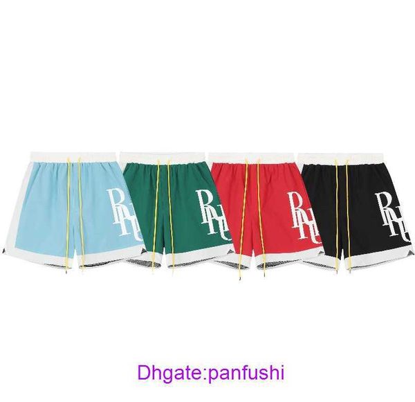 

wholesale designer shorts online shop high street rhude spliced contrast color casual men's and women's loose beach nylon shorts s, White;black