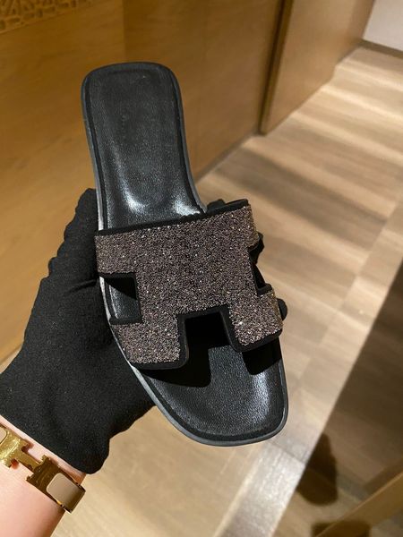 

beach slippers classic flat heel summer lazy designer shoe fashion cartoon big head flops leather lady slides women shoes l bath ladies sand, Black