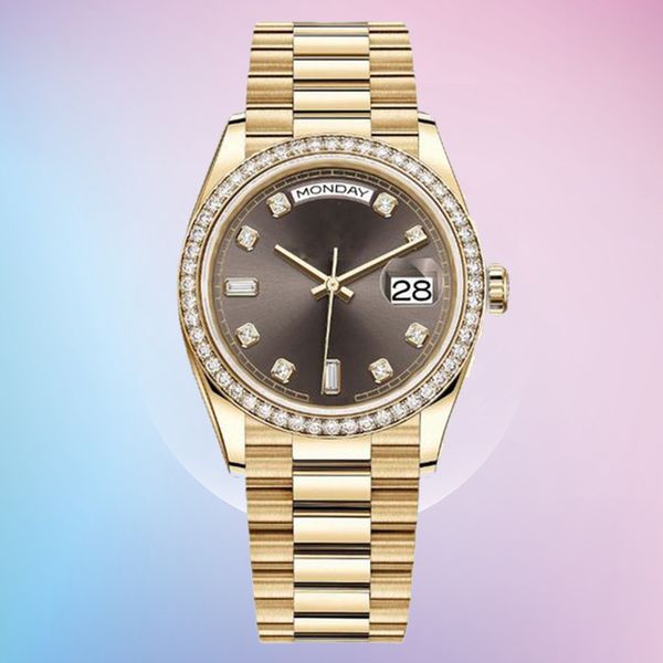 

high-end 2813 movement womens watches gold watch dress full stainless steel sapphire waterproof luminous couples style classic wristwatches, Slivery;brown
