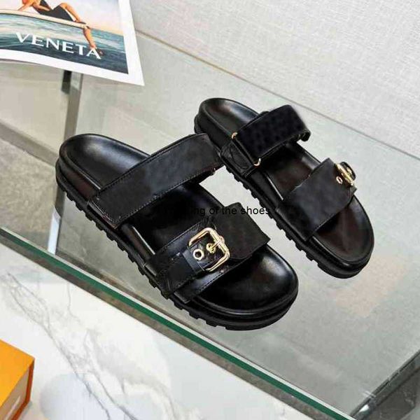 

sandals famous designer women summer slides bom dia flat mules sliders leather sandels double buckle rubber sole shoes
