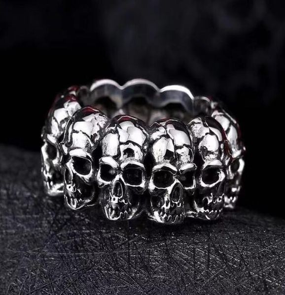 

hip hop jewelry 925 silver style motorcyle biker stainless steel skull ring for 8353222, Golden;silver