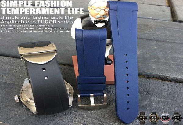

22mm new style rubber silicone watch strap black blue green watchband suitable for black bay series watch accessories3017362, Black;brown