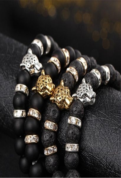 

beaded strands semi precious stone beads stretch bracelet hand string of beads natural frosted black lava rock the lion039s hea3556713