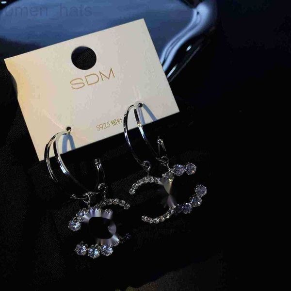 

charm designer 925 silver needle diamond inlaid zircon letter earrings korean minority design personality temperament light luxury female 7k, Golden