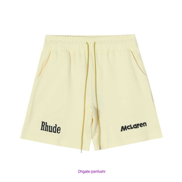 

wholesale designer rhude sport shorts for sale sogd 22ssrhude x mclaren co branded letter embroidery drawstring shorts men's and women&, White;black