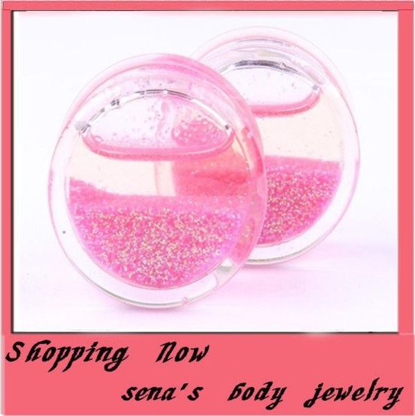 

60pcs mix 616mm pink liquid glitter ear flesh tunnel body jewelry piercing ear plug tunnel1518660, Silver