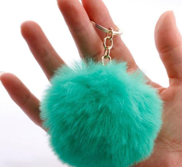 

rabbit fur ball keychain soft fur ball lovely gold metal key chains ball pom poms plush keychain with pearl jllzbk home0031340475, Silver