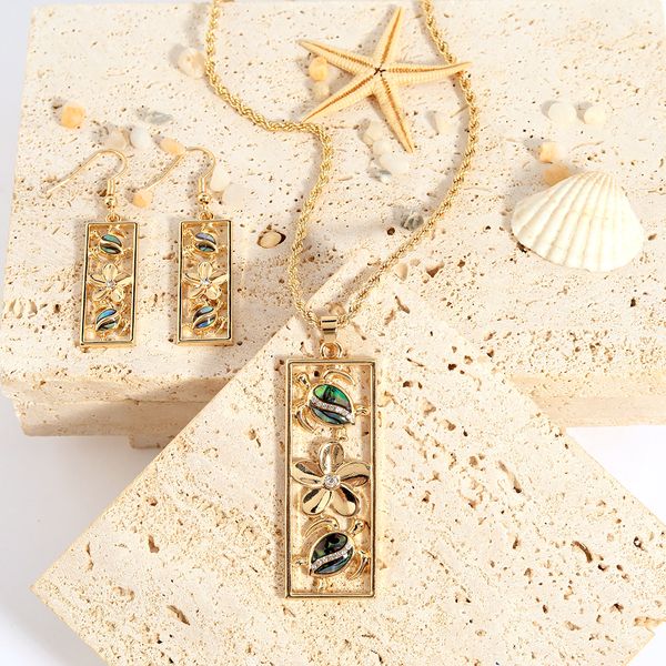 

hawaiian hamilton gold abalone alloy turtle howllow out strip necklace earrings jewelry set with shell pearl polynesian island jewellery, Silver