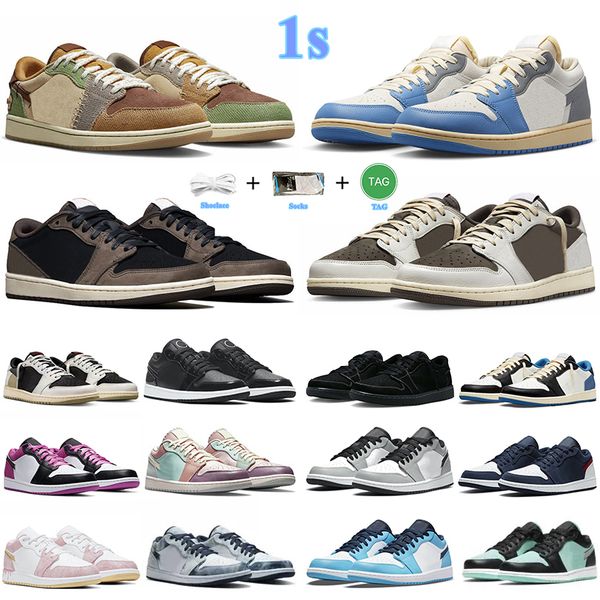 

1 1s mens basketball shoes zion williamson x 1 low og voodoo unc grey black phantom fragment olive reverse mocha shadow toe trainers sports