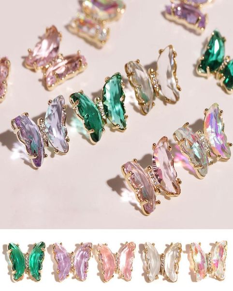 

new design butterfly series nail art rhinestones stones multicolor beautiful 3d nail art accessories cozy nail manicure whole 5589822, Silver;gold