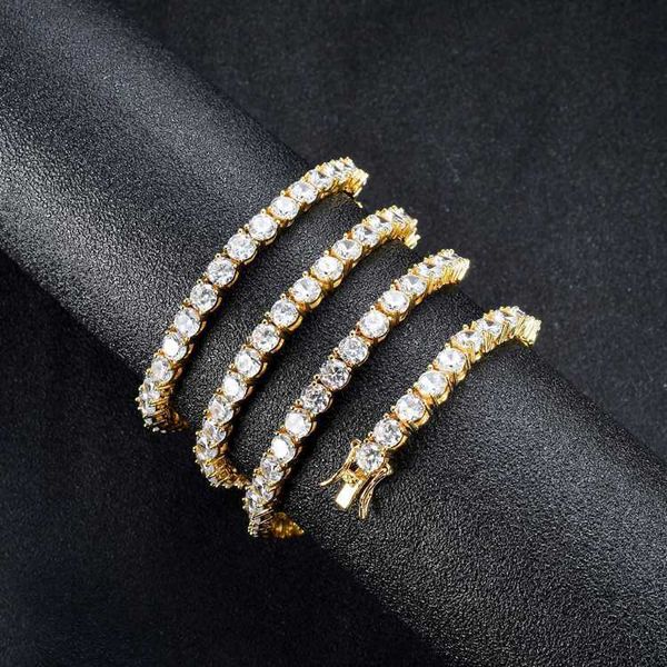 

gzys jewelry 3-5mm hip hop men and women jewelry necklace one row cz stone tennis chain, Silver