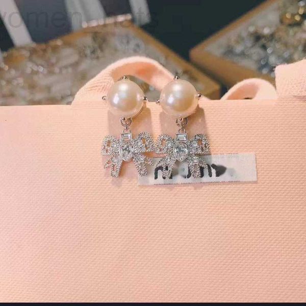 

stud designer bow pearl earrings anna versatile 2021 new trendy japanese and korean women, Golden;silver