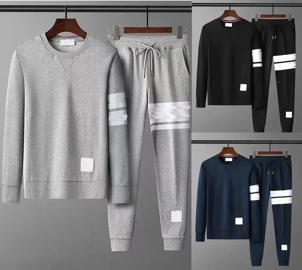 

it-thom men hoodies sweatshirts autumn winter pure cotton loopback jersey knit engineered arm stripe crewneck pullover white black brown wom