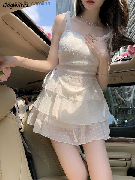 

mini dress women sweet summer aesthetic young tierred chic popular party slim sleeveless designed princess vestidos bandage l230522, Black;gray