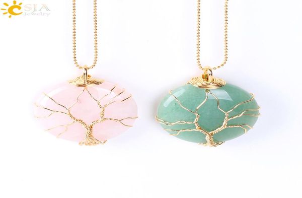 

csja tree of life whole lovers necklace jewelry men women neck jewellery natural semiprecious stone gold necklaces family g5175415, Silver