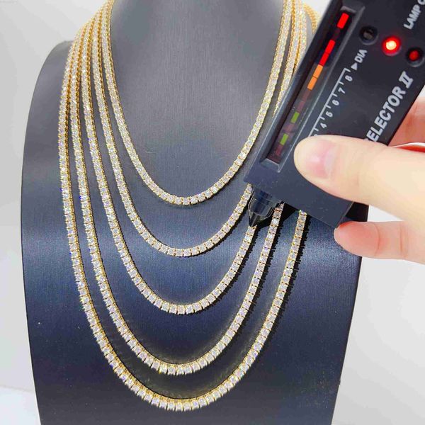 

hip hop fashion jewelry iced out 925 sterling silver vvs moissanite 3mm tennis chain