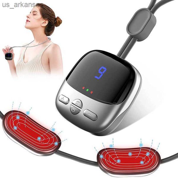 

mini portable hanging neck massager with heat electric ems tens pulse smart cervical spine massager shoulder for relief pain l230523