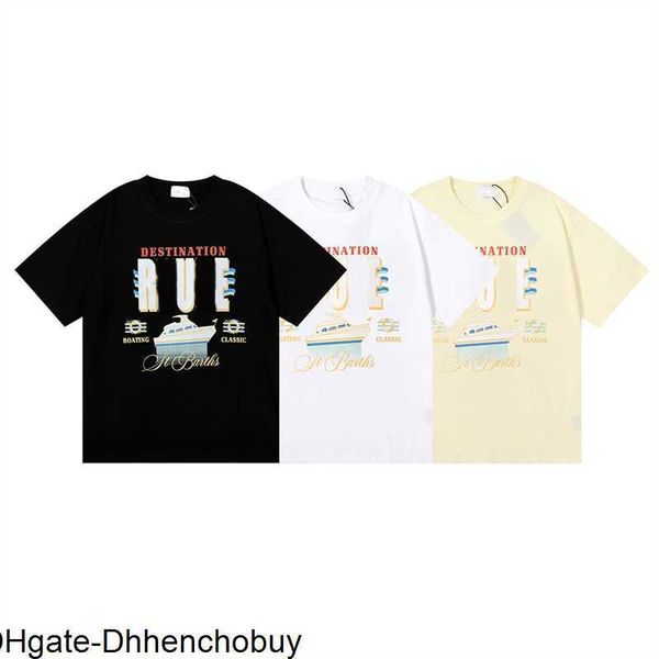 

mens tshirt usa brand rhude tee yacht printing pure cotton short sleeve fashion street casual male and female students same round neck t-shi, White;black