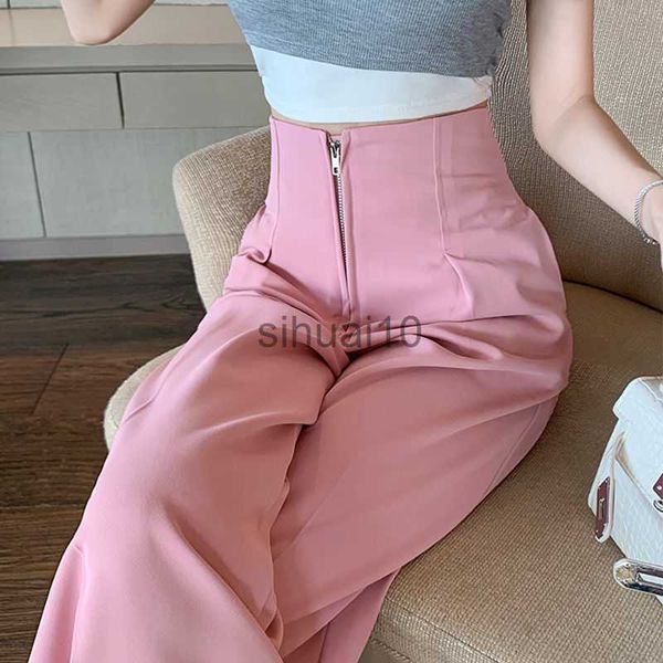 

women's pants capris fashion wide-leg suit pants for women spring summer thin high waist slim drooping straight pants office lady leisu, Black;white