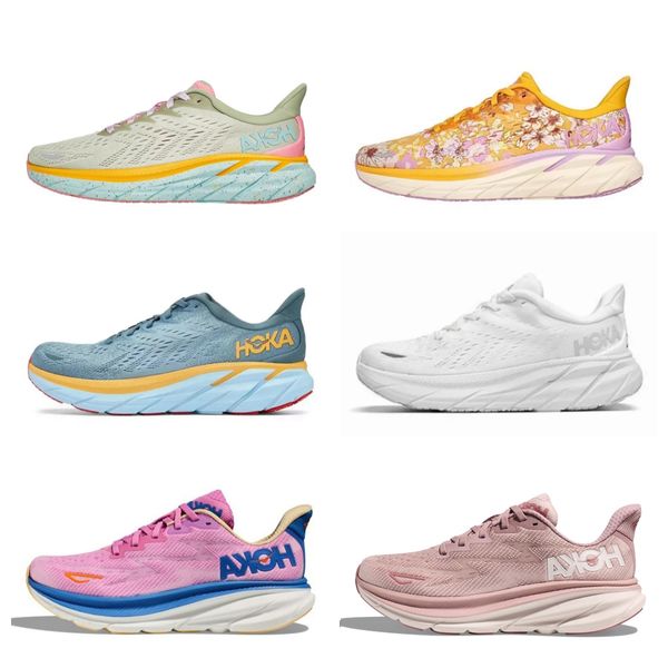 

hoka one 8 athletic mesh running shoes for men women hokas bondi 8 carbon x 2 clifton 8 on cloud blue fog shell coral peach parfait one mens