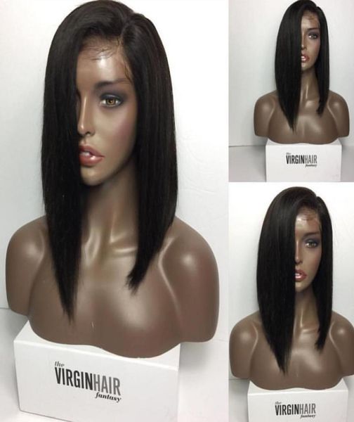 

short bob human hair wig peruvian virgin hair short wig glueless full lace human hair wig lace front bob wigs4566365, Black;brown