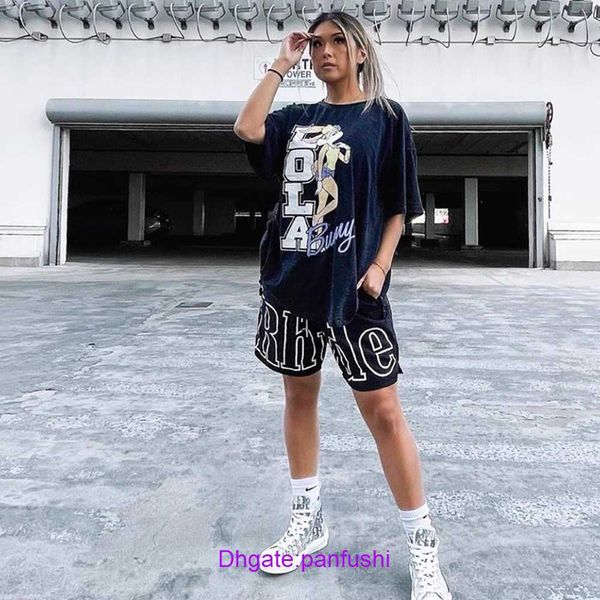 

rhude shorts wholesale designer for sale rhude summer high street letter print drawcord 3m reflective hip hop casual beach capris, White;black