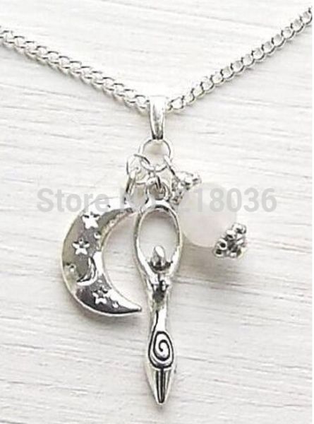 

vintage silver moon goddess crystal bead charms statement choker chain pendant necklaces woman fashion jewelry 10pcs l8224088048
