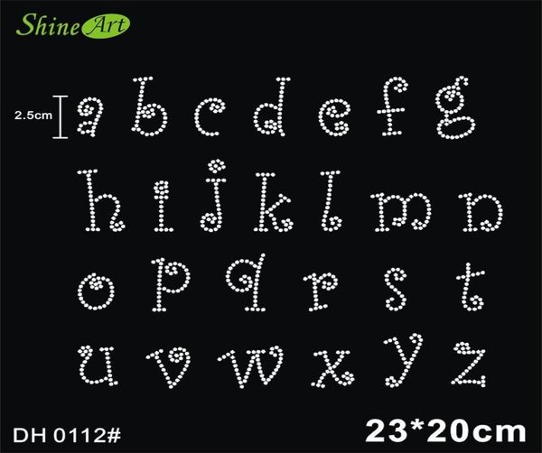 

lot small letters rhinestone transfer motif fix applique iron on strass diy dh01129970847, Black