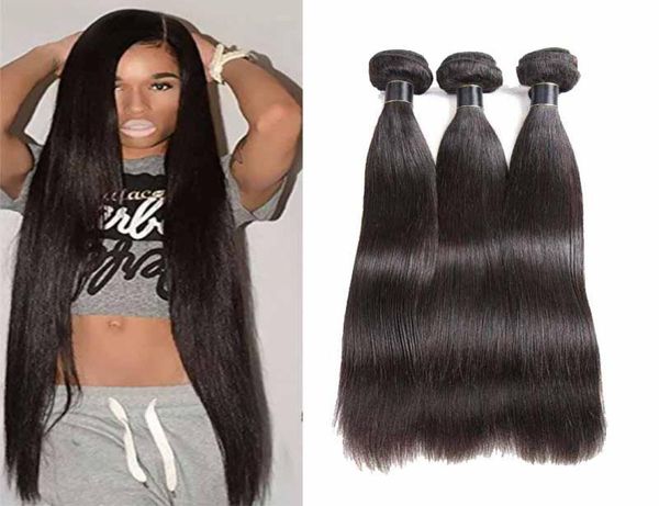 

brazilian straight hair bundles 1026 inch 34 bundles straight human hair weave extensions 50gpcs malaysia straight hair4487612, Black