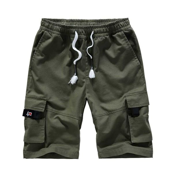 

2023 men's designer summer cotton work shorts loose large multi pocket capris men's casual pants{category}, White;black