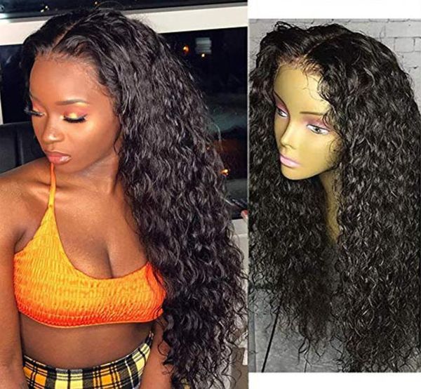 

loose curly wigs synthetic lace front wig for black women long black pre plucked with baby hair heat resistant 200 density4445900