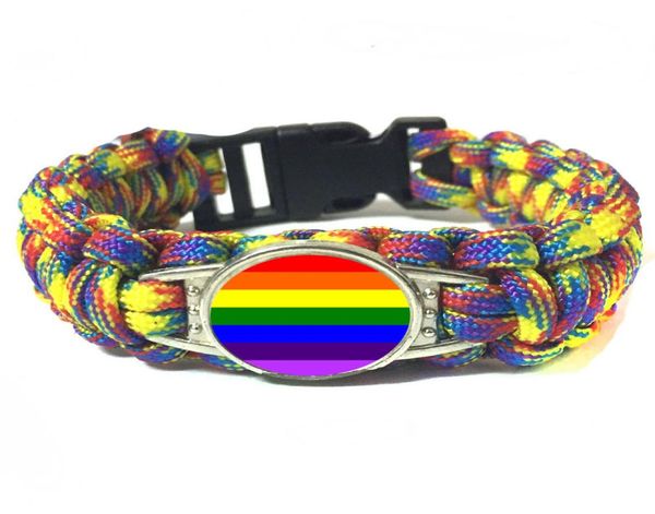 

20pc rainbow lgbt gay pride survival paracord outdoor bracelets rope chain fashion handmade jewelry for customized bracelet4555873, Golden;silver
