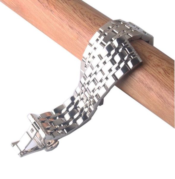 

watchband polished stainless steel silver watch accessories 14mm 16mm 18mm 20mm 22mm 23mm 24m 26mm for mens wristwatches straps3957865, Black;brown