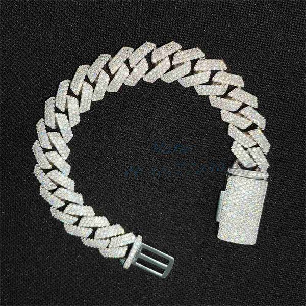 

14mm hip hop jewelry cuban bracelet for women luxury moissanite diamond cuban link custom hip hop necklace pass diamond test, Silver