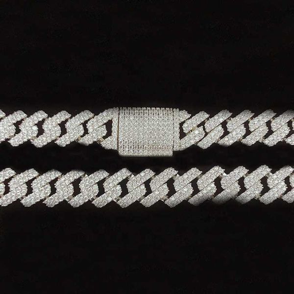 

hip hop 15mm miami cuban link iced out cuban link men necklace silver